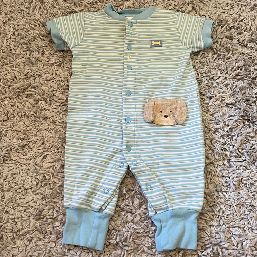Vintage Carter’s Baby Blue Puppy Romper, Size 3-6 Months